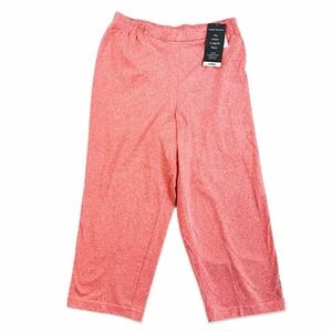 NWT Cathy Daniels Elastic Waist Pull-On Casual Cotton Pants Peach Pink Large